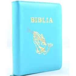 Biblie piele medie lux, turcuaz cu maini